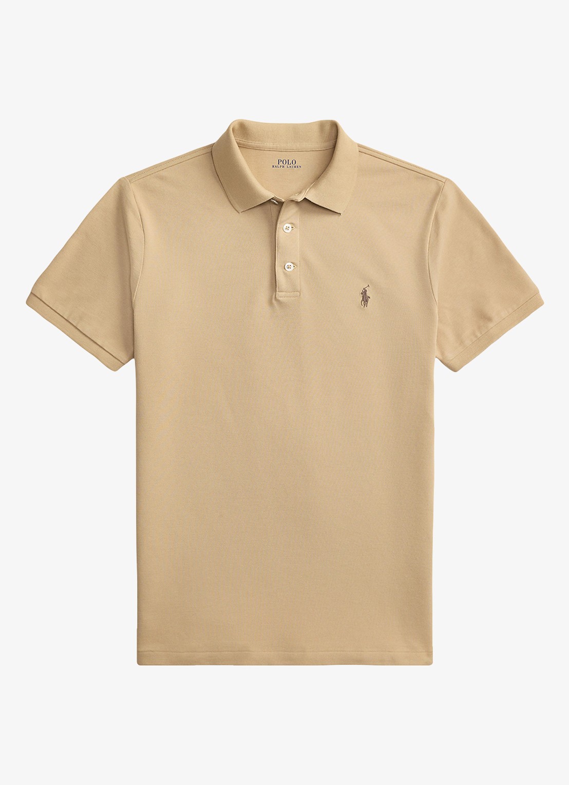 Ralph Lauren Custom slim fit polo met stretch - voorkant vintage khaki / khaki