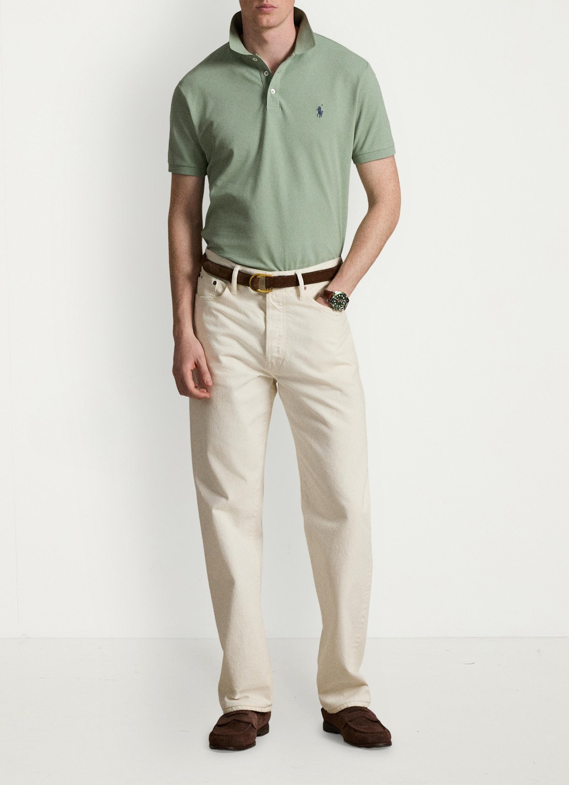 Ralph Lauren Custom slim fit polo met stretch - detail 4 light green / lichtgroen
