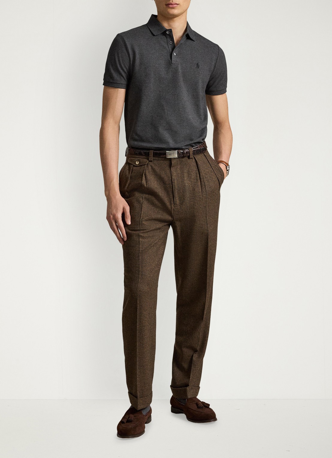 Ralph Lauren Custom slim fit polo met stretch - detail 3 windor heather/smoke / donkergrijs