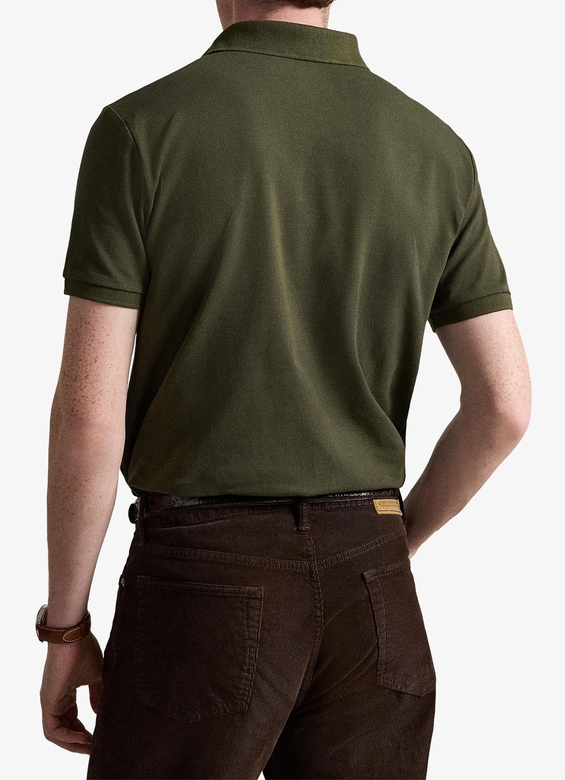 Ralph Lauren Custom slim fit polo met stretch - achterkant company olive/smoke / olijfgroen
