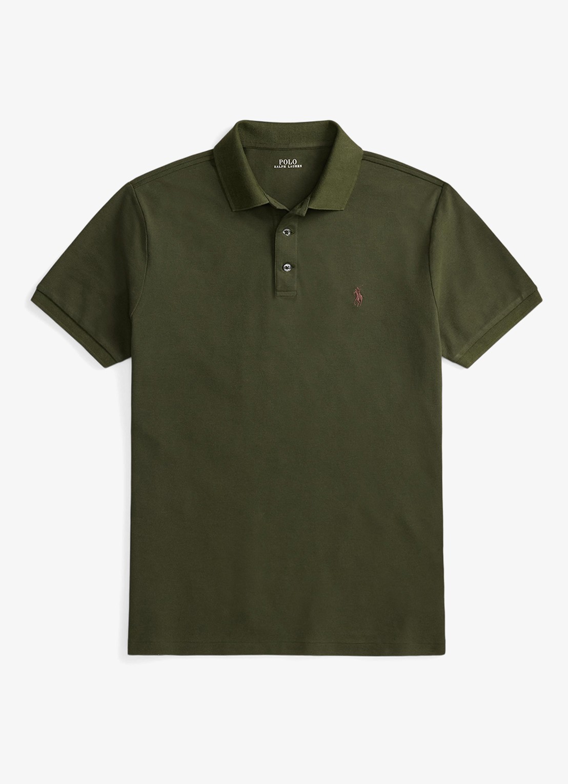 Ralph Lauren Custom slim fit polo met stretch - voorkant 4 company olive/smoke / olijfgroen