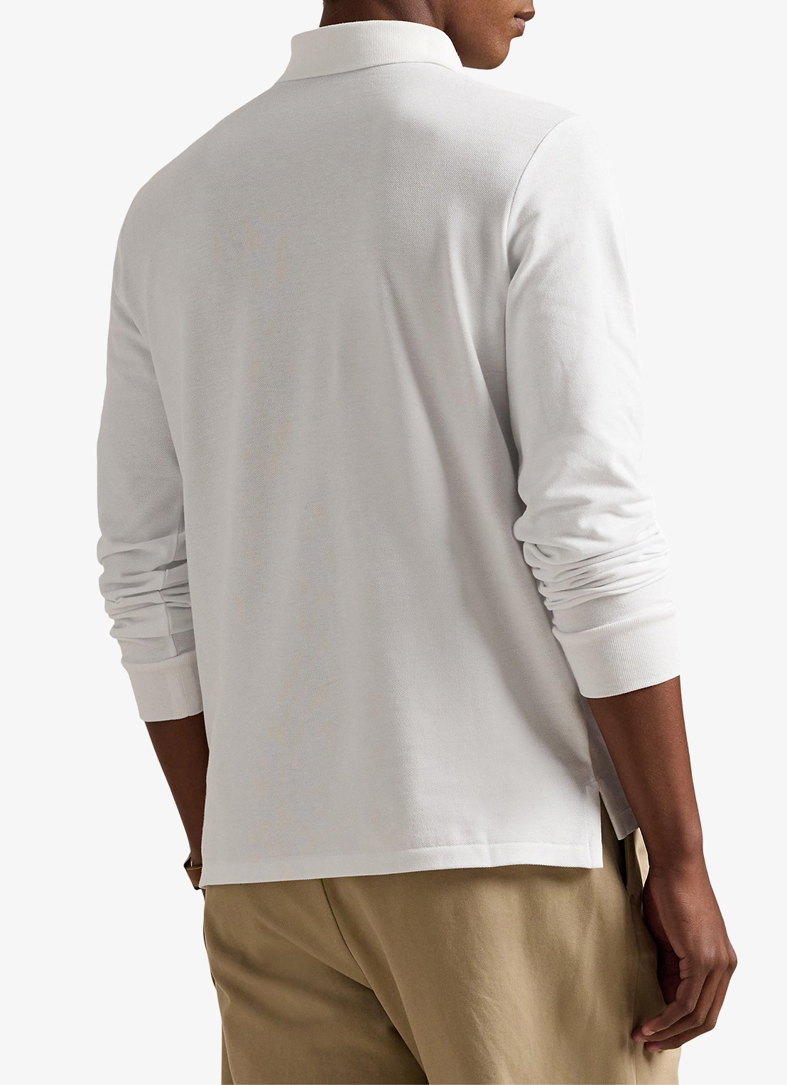 Ralph Lauren Custom Slim fit polo van piqué katoen met lange mouw - achterkant 5 white / wit