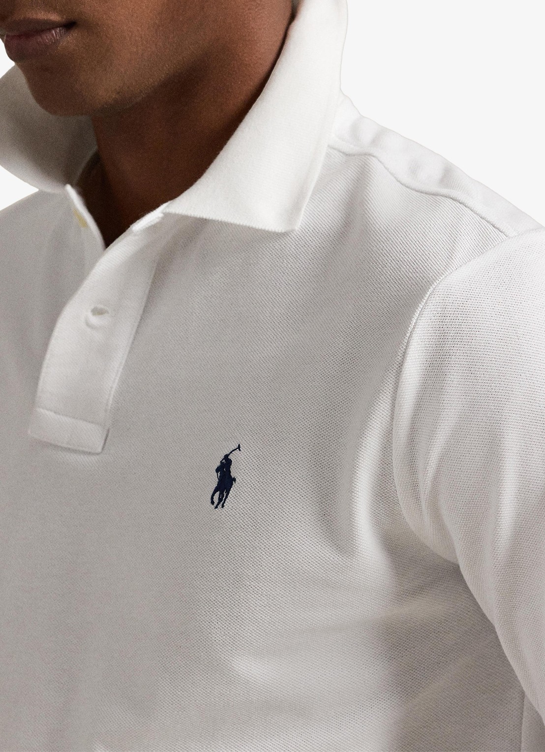 Ralph Lauren Custom Slim fit polo van piqué katoen met lange mouw - detail 4 white / wit