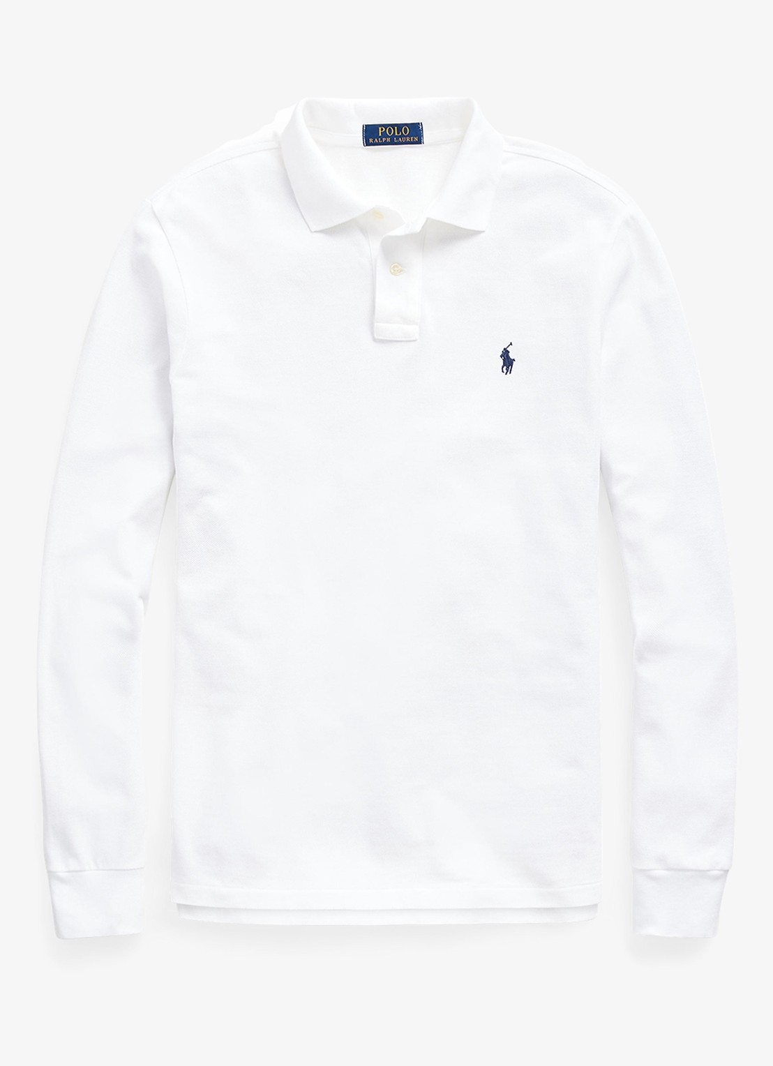 Ralph Lauren Custom Slim fit polo van piqué katoen met lange mouw - voorkant white / wit