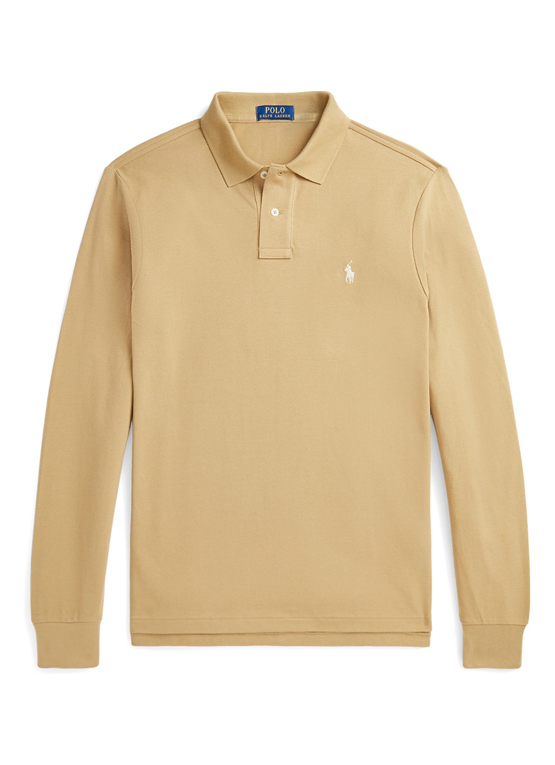 Ralph Lauren Custom Slim fit polo van piqué katoen met lange mouw - voorkant 4 cafe tan/c8176-3x17