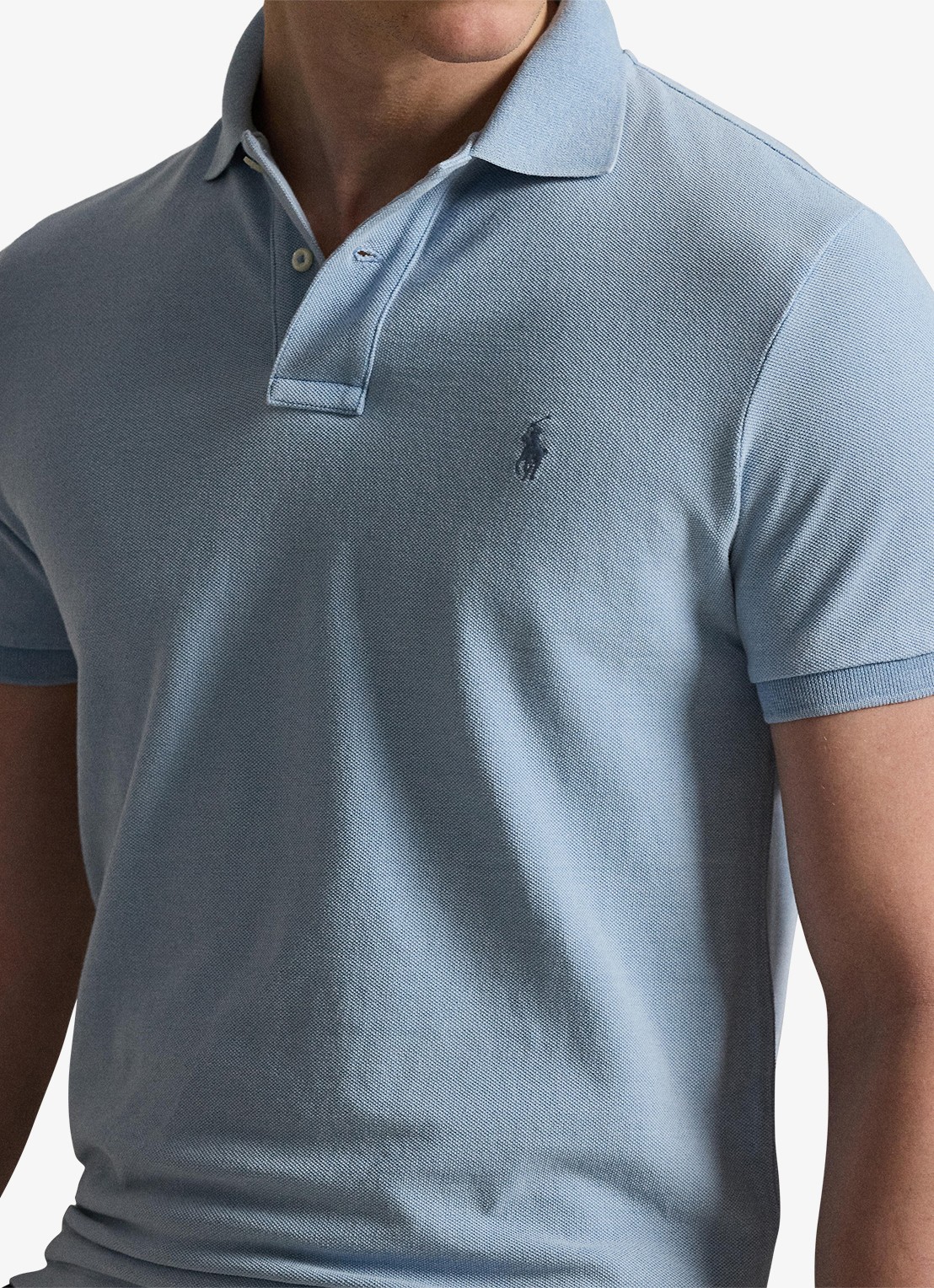 Ralph Lauren Custom slim fit polo van piqué katoen met logo - detail 2 light indigo / lichtblauw