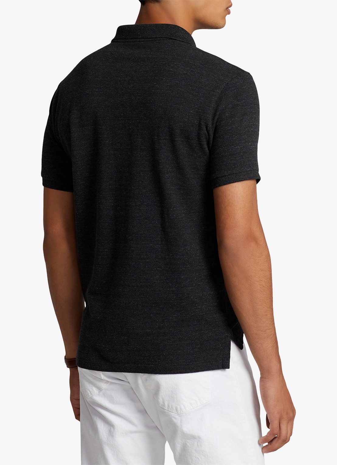 Ralph Lauren Custom slim fit polo van piqué katoen - achterkant black marl heather / donkergrijs