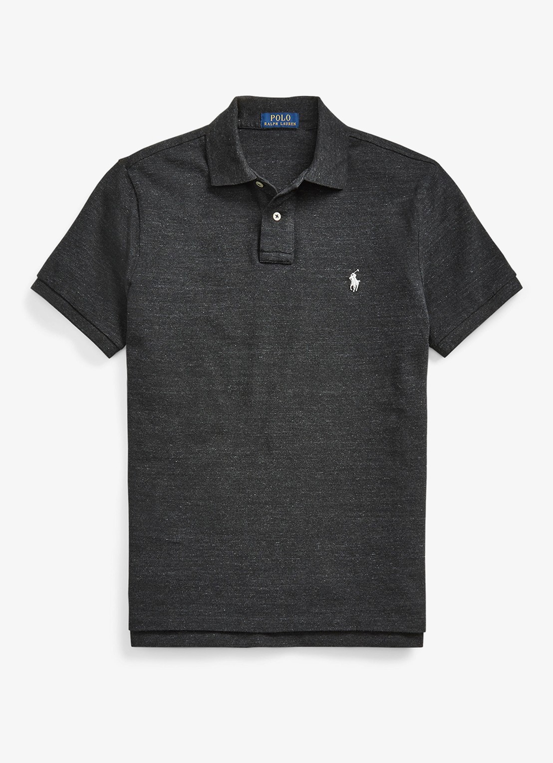 Ralph Lauren Custom slim fit polo van piqué katoen - voorkant 2 black marl heather / donkergrijs