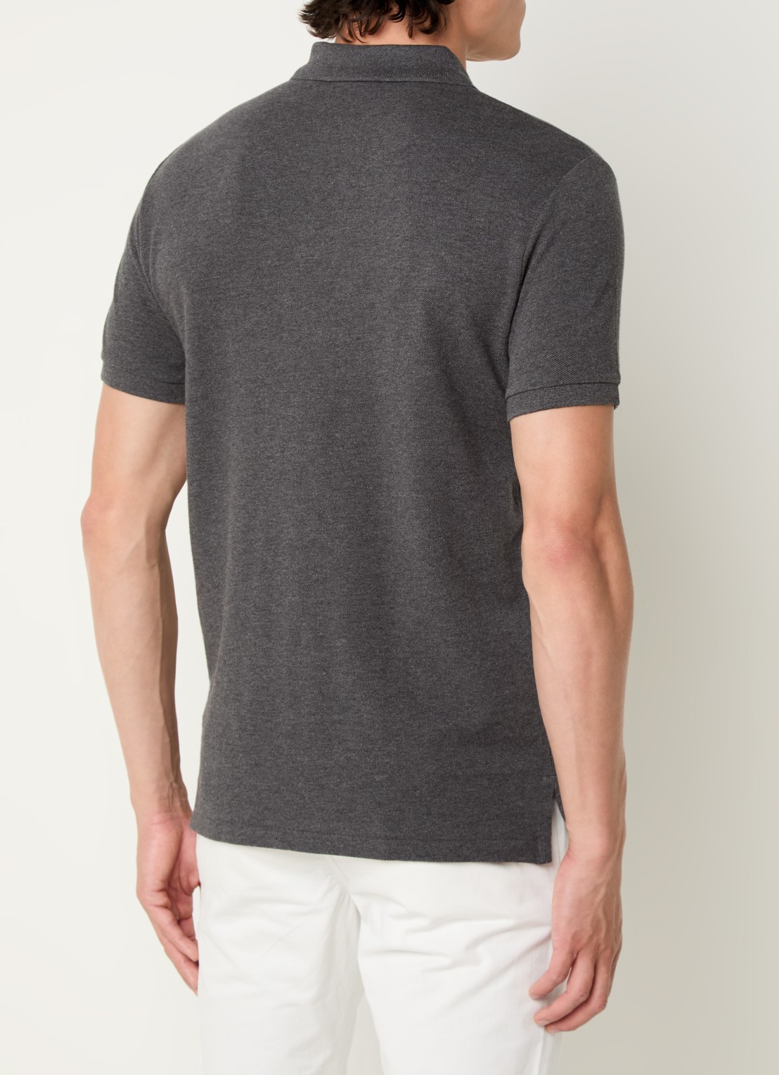 Ralph Lauren Custom slim fit polo van piqué katoen - achterkant 3 lichtgrijs
