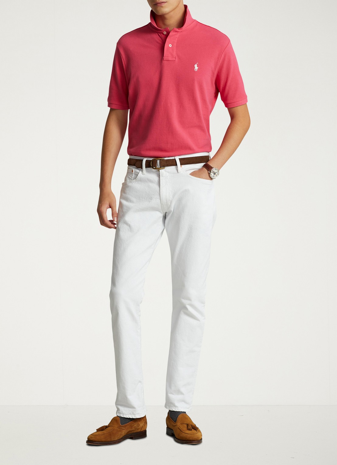 Ralph Lauren Custom slim fit polo van piqué katoen - voorkant 4 hot pink/c2740