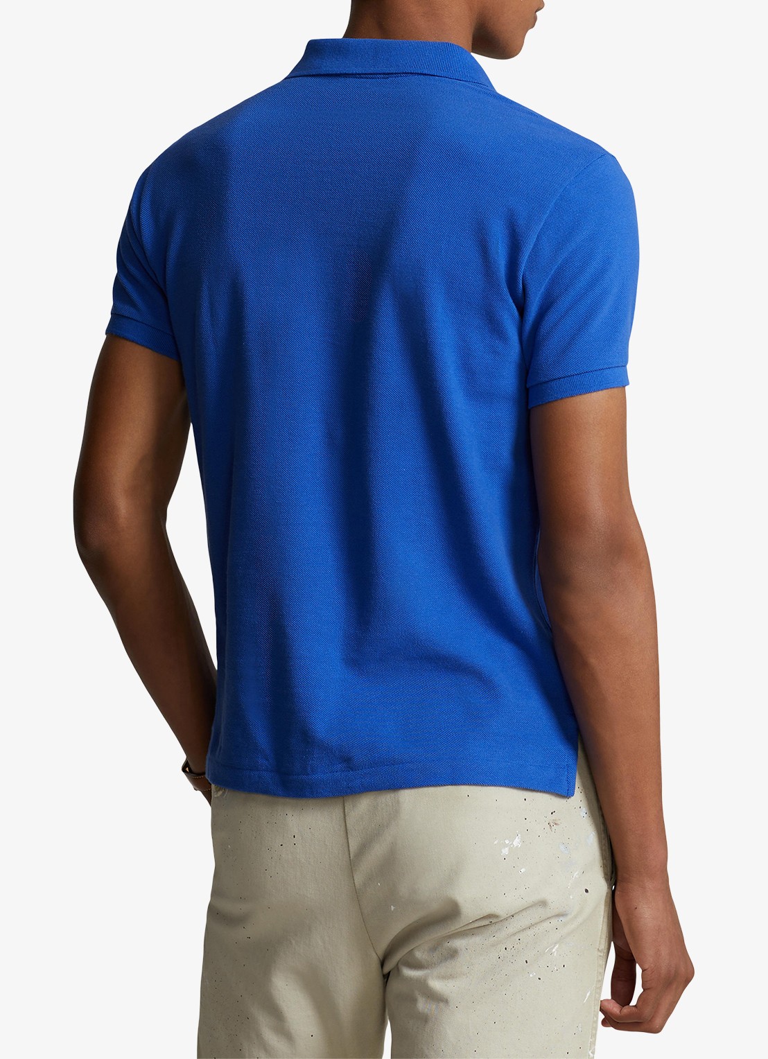 Ralph Lauren Custom slim fit polo van piqué katoen - achterkant new iris blue / blauw