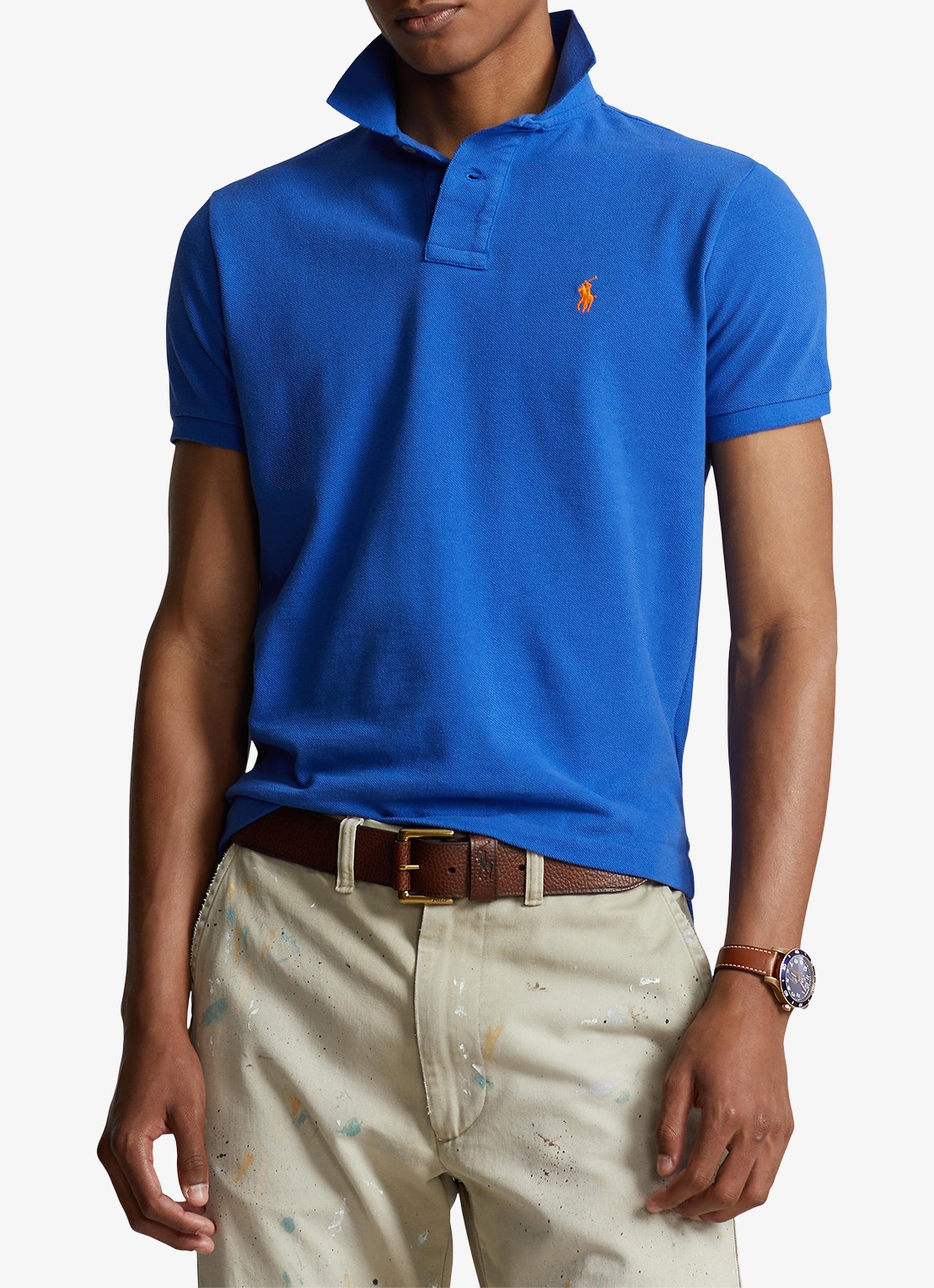 Ralph Lauren Custom slim fit polo van piqué katoen - detail 4 new iris blue / blauw