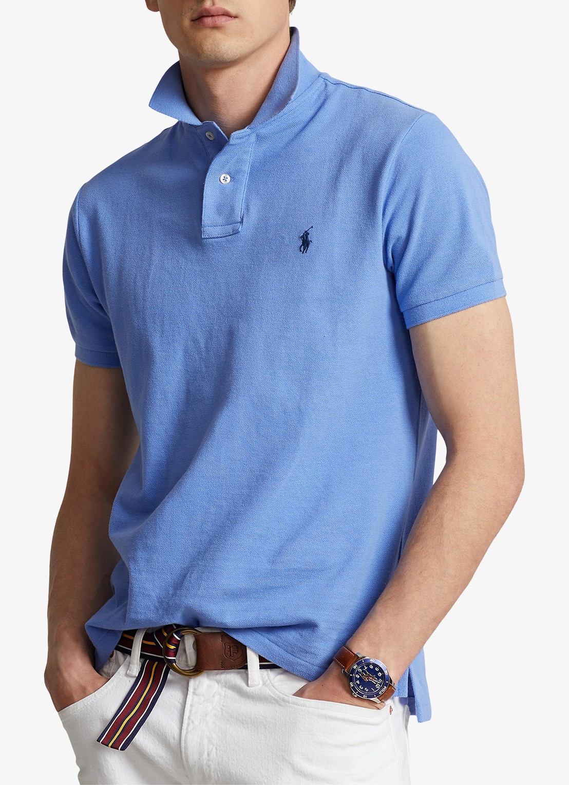 Ralph Lauren Custom slim fit polo van piqué katoen - detail harbor island blue/c7998