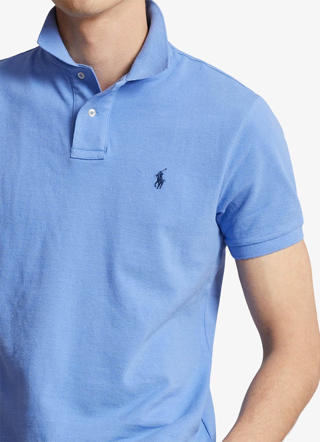 Ralph Lauren Custom slim fit polo van piqué katoen - detail 2 harbor island blue/c7998