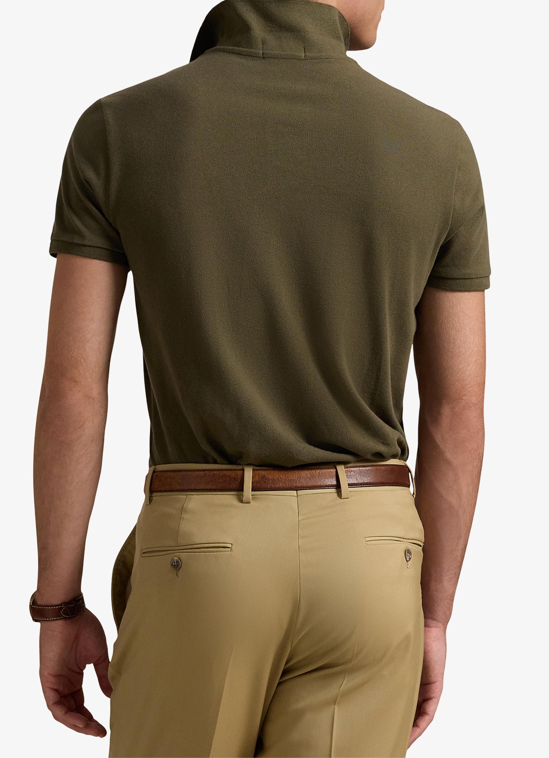 Ralph Lauren Custom slim fit polo van piqué katoen - achterkant 5 defender green/c2226