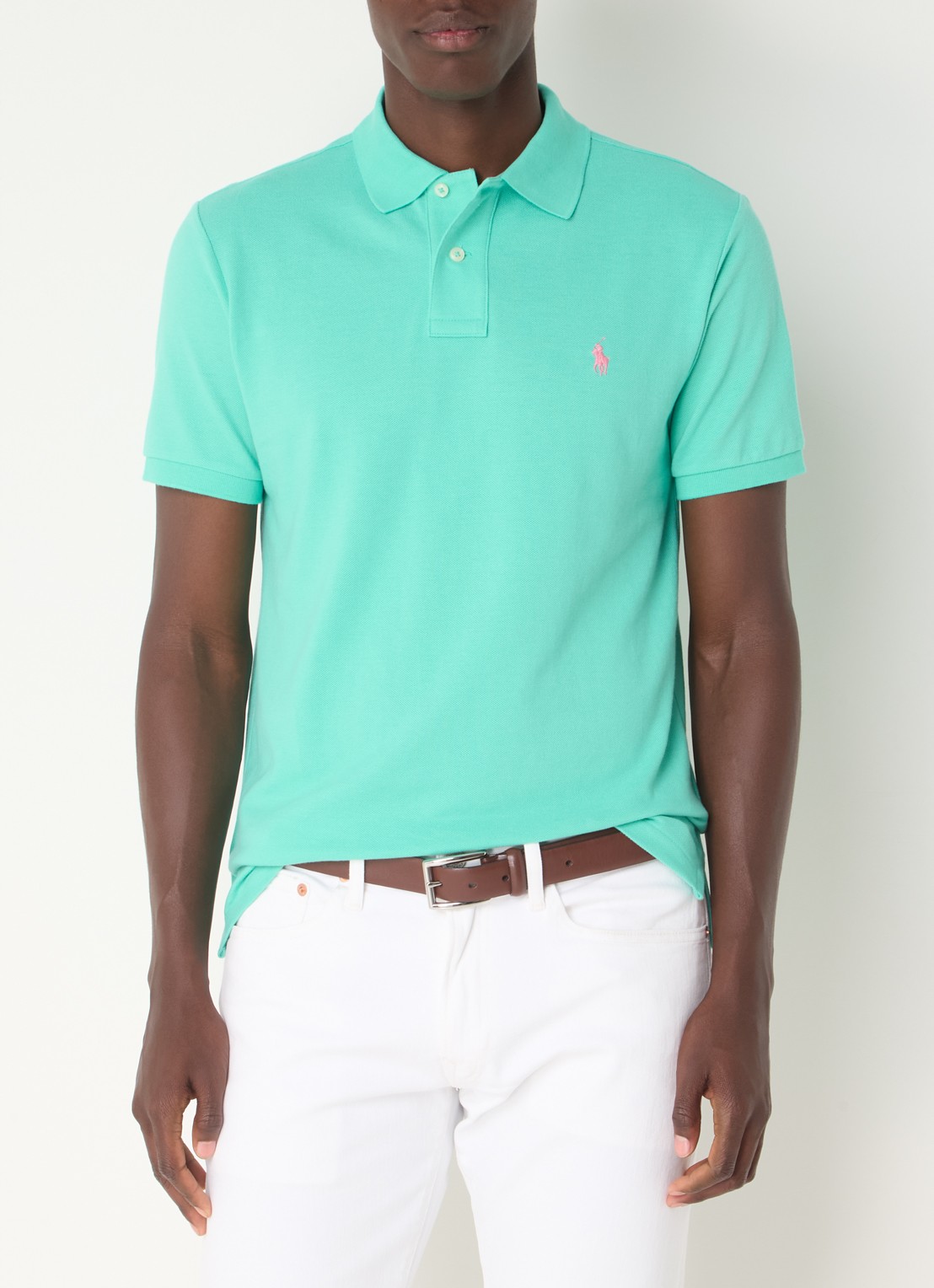 Ralph Lauren Custom slim fit polo van piqué katoen - detail sunset green/c3125