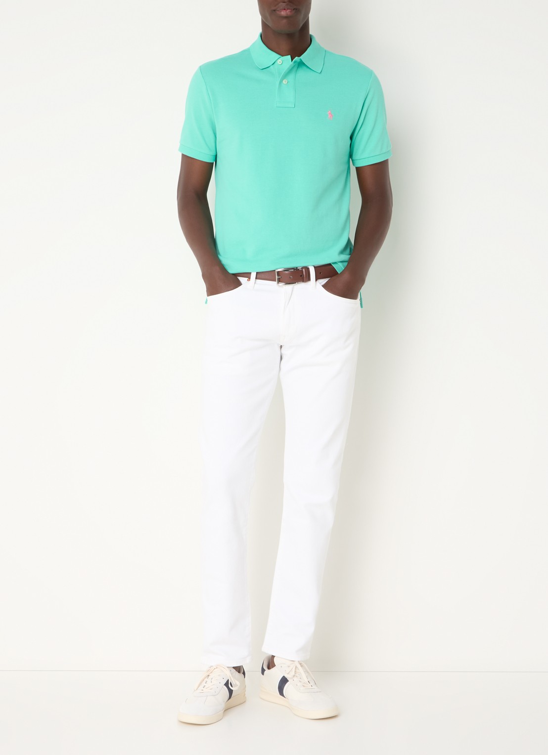 Ralph Lauren Custom slim fit polo van piqué katoen - voorkant 5 sunset green/c3125