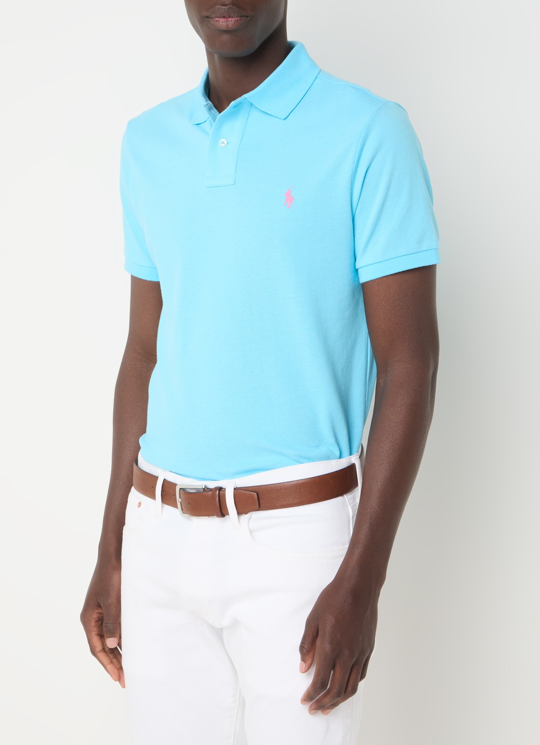 Ralph Lauren Custom slim fit polo van piqué katoen - detail turquoise nova/c3664