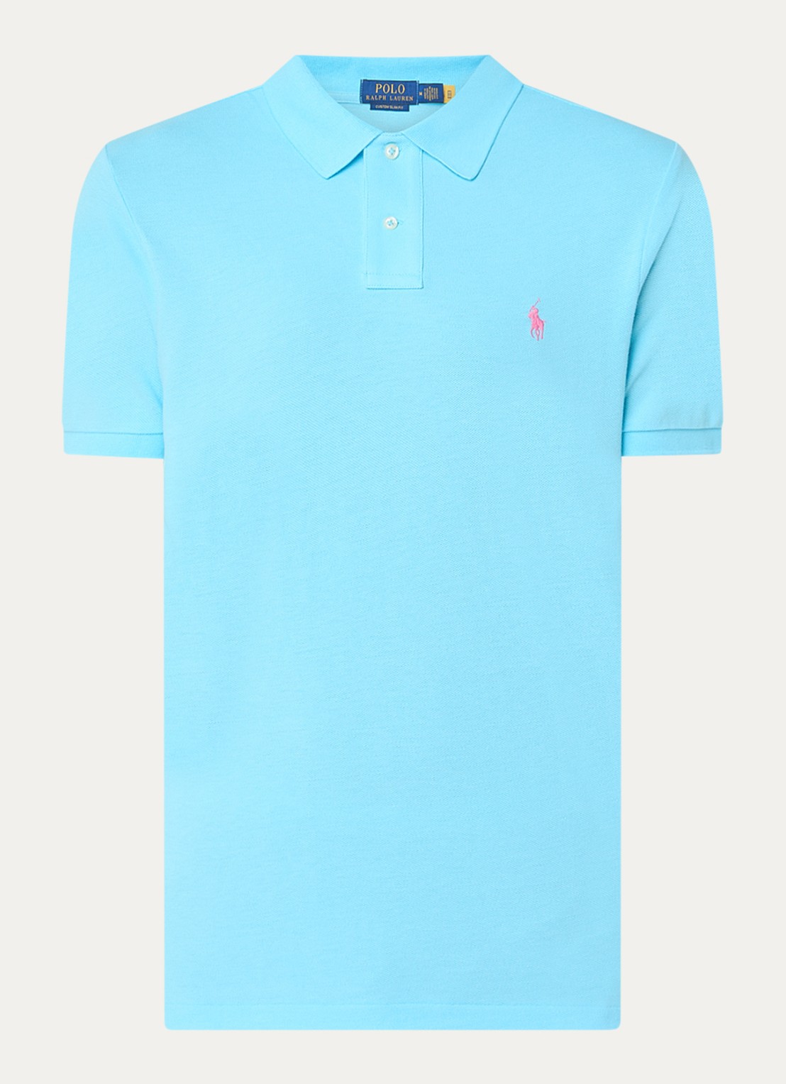 Ralph Lauren Custom slim fit polo van piqué katoen - voorkant 3 turquoise nova/c3664