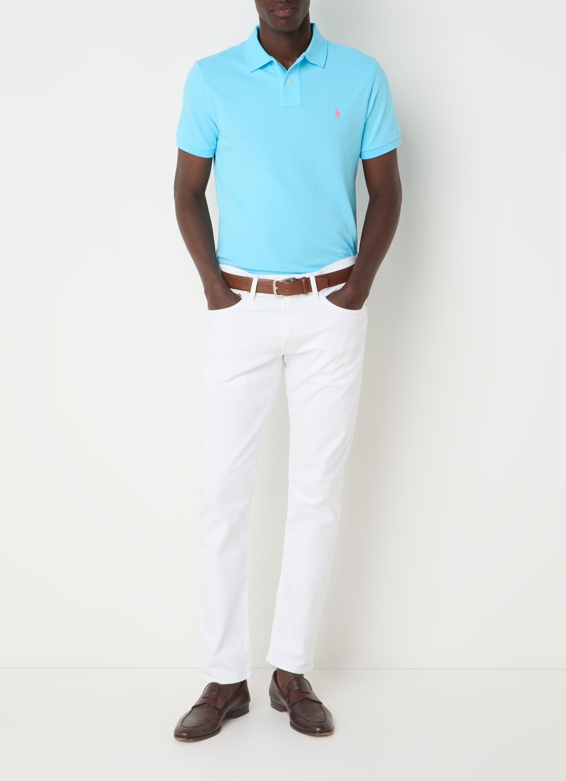 Ralph Lauren Custom slim fit polo van piqué katoen - voorkant 4 turquoise nova/c3664