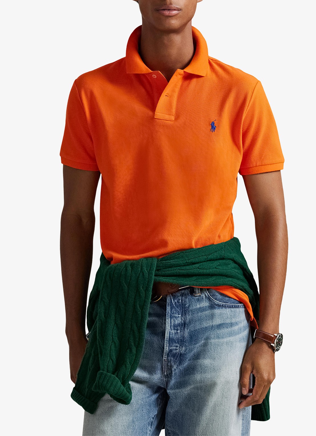 Ralph Lauren Custom slim fit polo van piqué katoen - detail 3 sailing orange/c7318