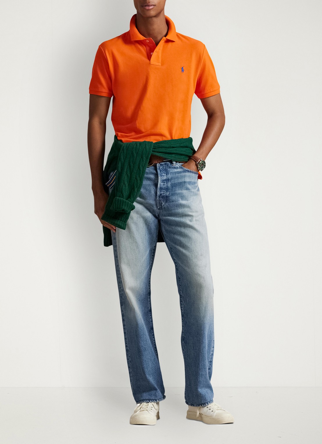 Ralph Lauren Custom slim fit polo van piqué katoen - voorkant 2 sailing orange/c7318