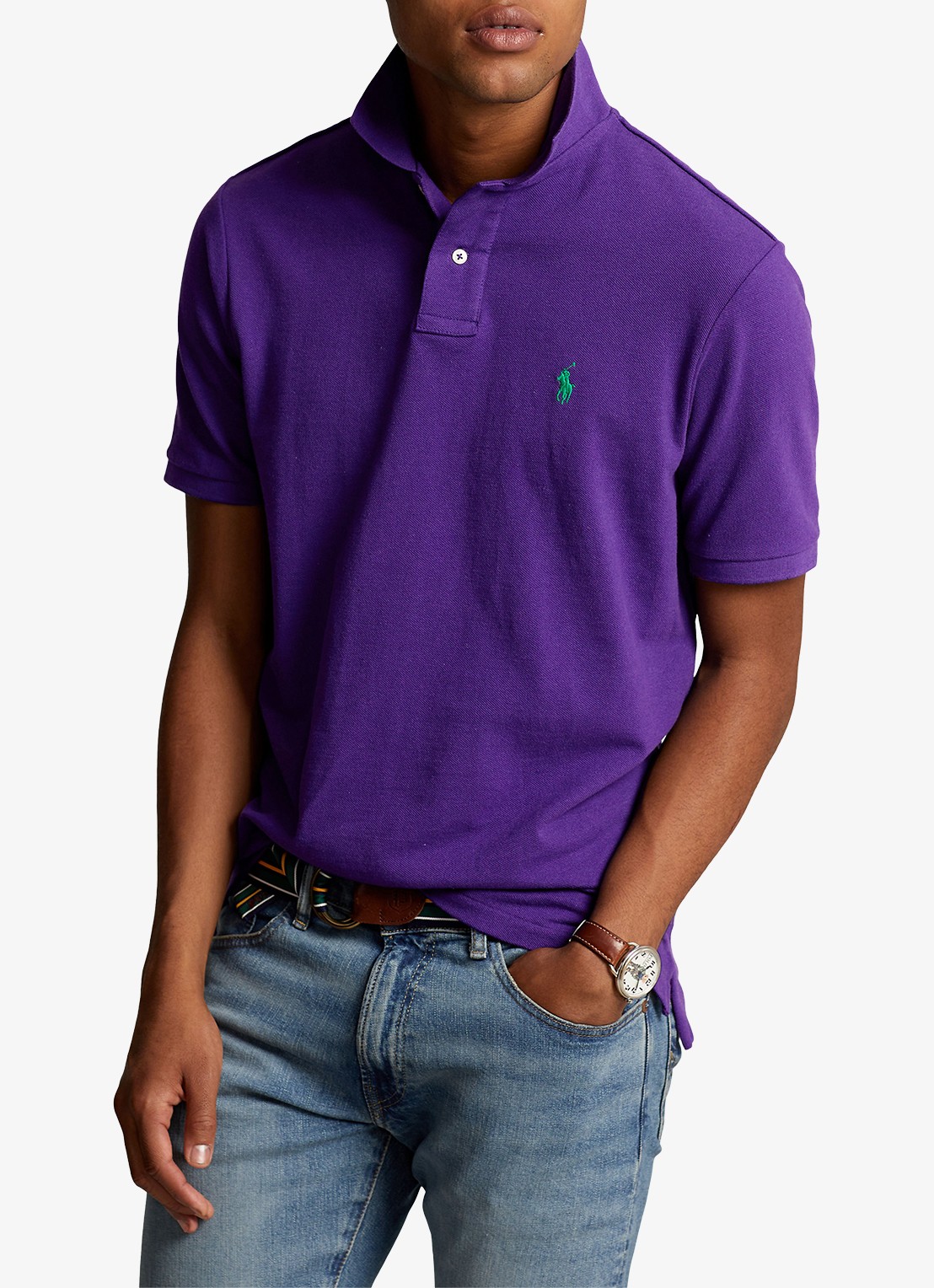 Ralph Lauren Custom slim fit polo van piqué katoen - detail chalet purple/c5229