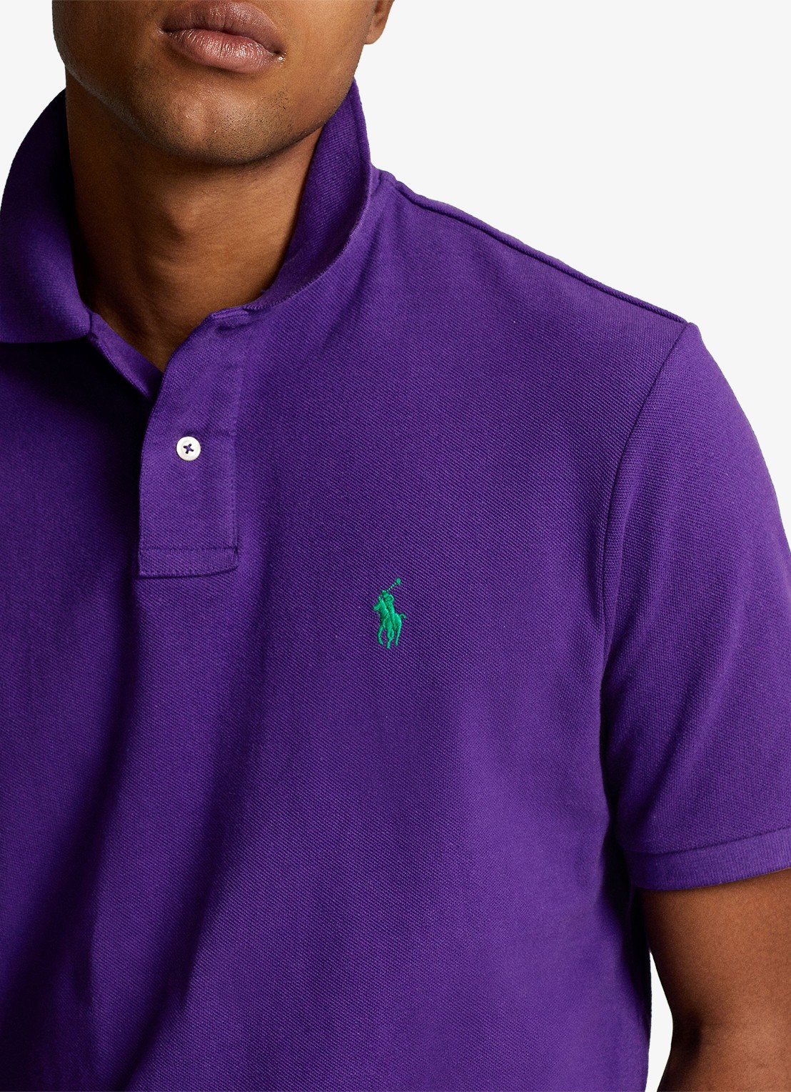 Ralph Lauren Custom slim fit polo van piqué katoen - detail 2 chalet purple/c5229