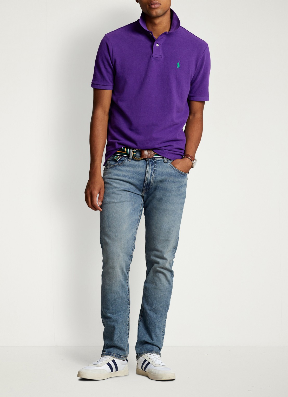 Ralph Lauren Custom slim fit polo van piqué katoen - voorkant 5 chalet purple/c5229
