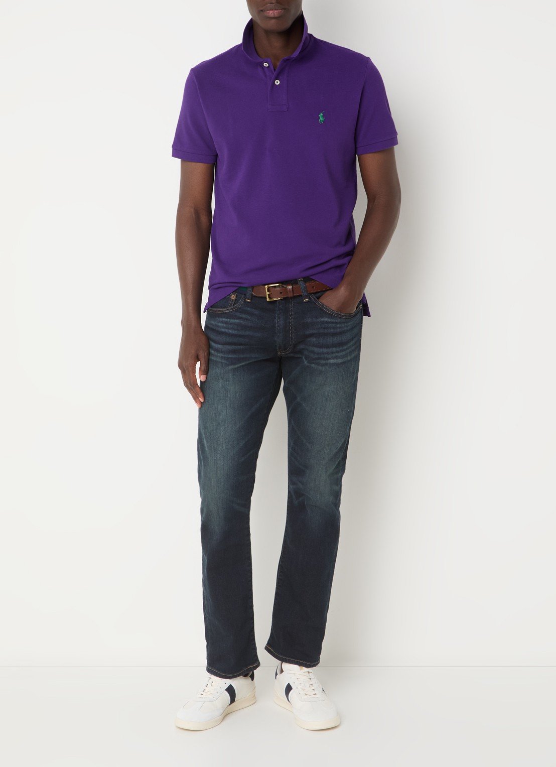 Ralph Lauren Custom slim fit polo van piqué katoen - voorkant 7 chalet purple/c5229