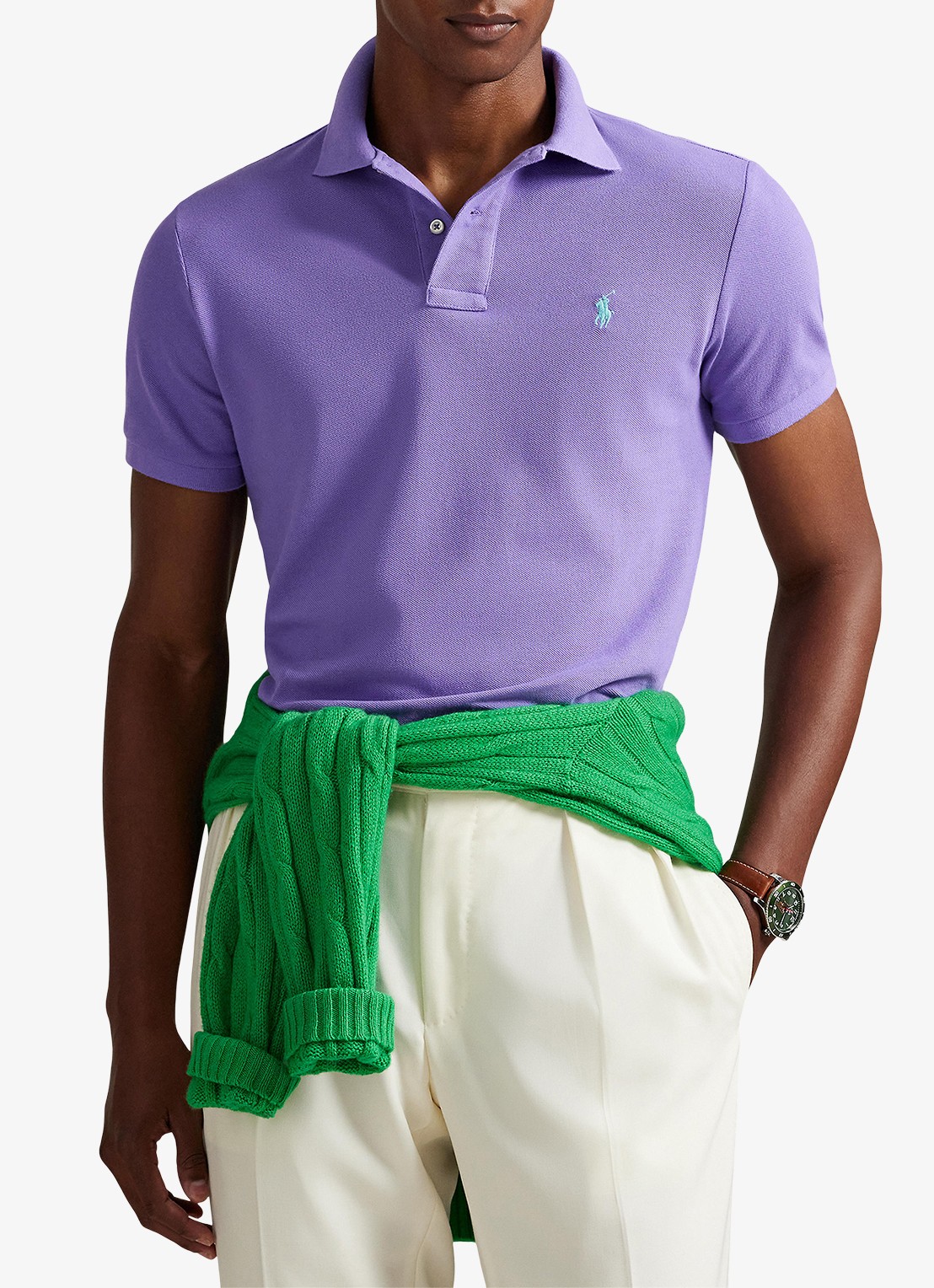Ralph Lauren Custom slim fit polo van piqué katoen - detail 4 hampton purple/c6103