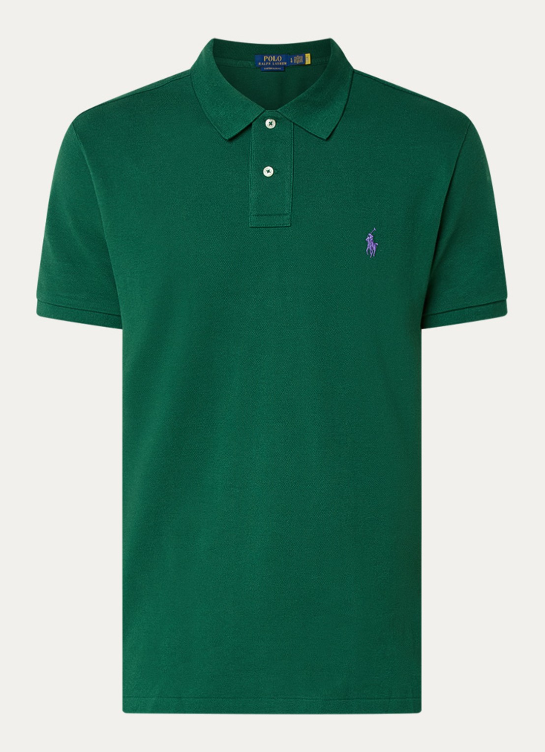 Ralph Lauren Custom slim fit polo van piqué katoen - voorkant 3 new forest / donkergroen