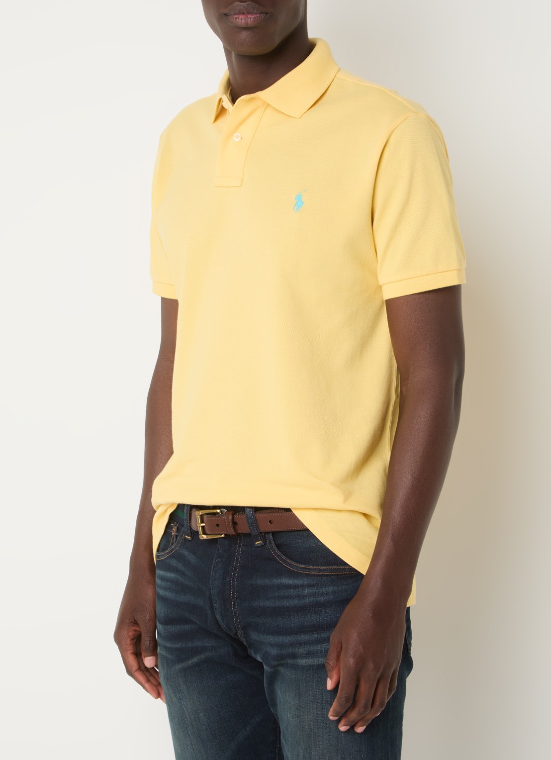Ralph Lauren Custom slim fit polo van piqué katoen - detail 3 corn yellow/c6103