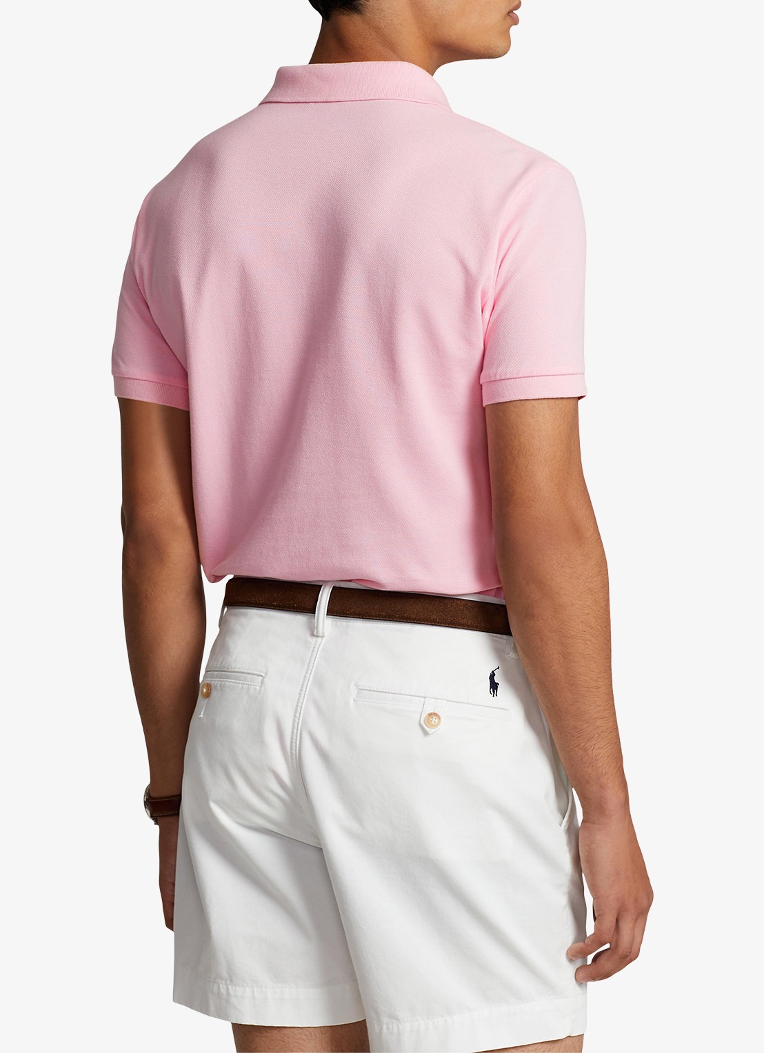 Ralph Lauren Custom slim fit polo van piqué katoen - achterkant 4 carmel pink / lichtroze