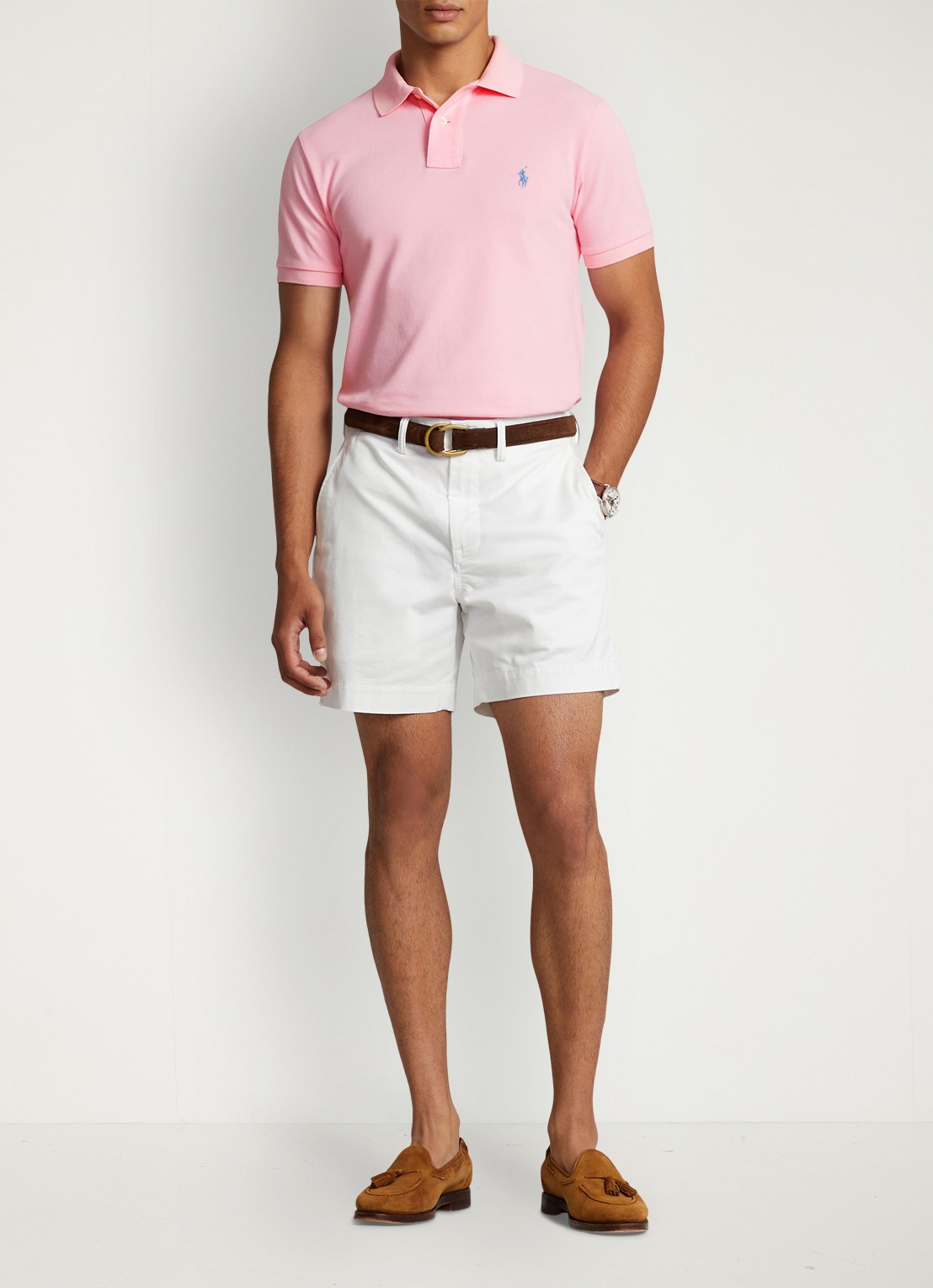 Ralph Lauren Custom slim fit polo van piqué katoen - voorkant 2 carmel pink / lichtroze