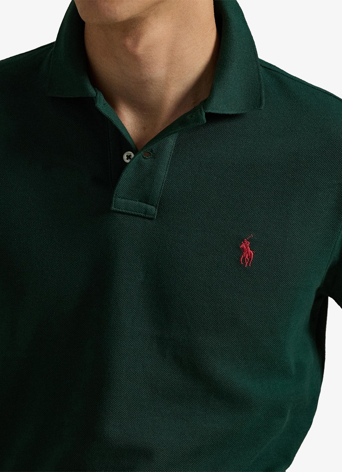 Ralph Lauren Custom slim fit polo van piqué katoen - detail 2 college green / groen