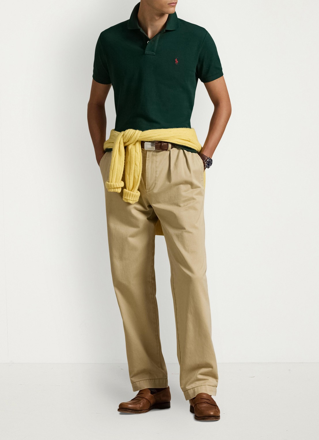 Ralph Lauren Custom slim fit polo van piqué katoen - voorkant 4 college green / groen