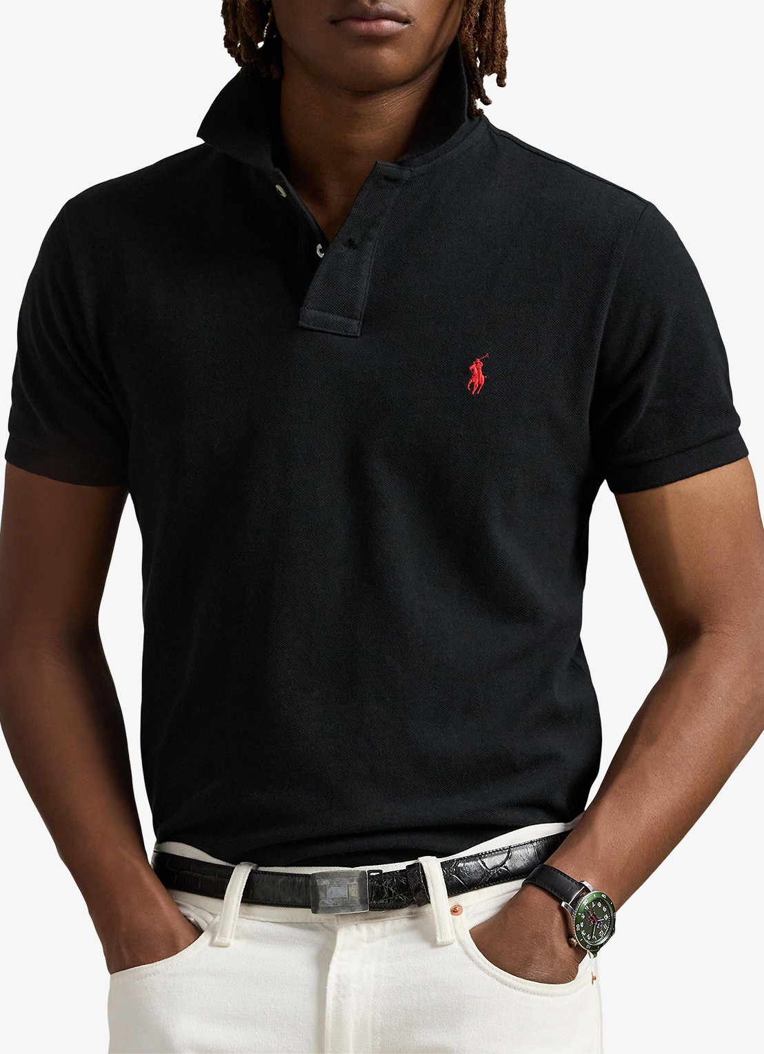 Ralph Lauren Custom slim fit polo van piqué katoen - detail 3 polo black/c3870
