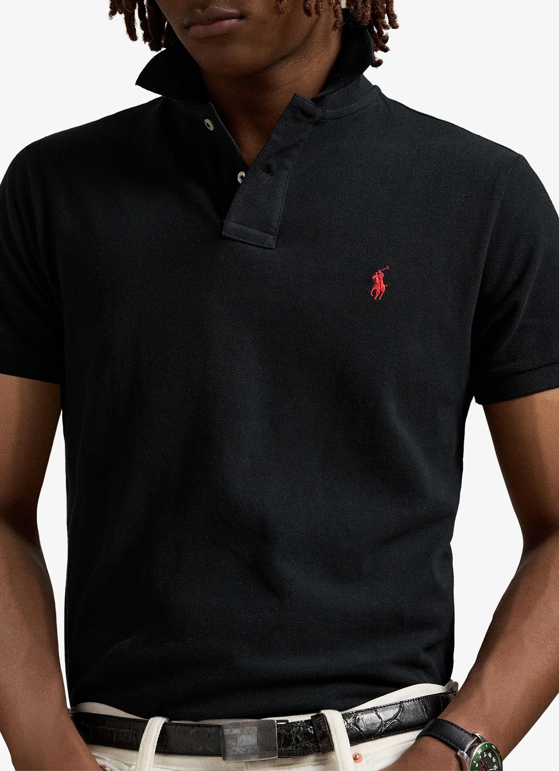 Ralph Lauren Custom slim fit polo van piqué katoen - detail 4 polo black/c3870