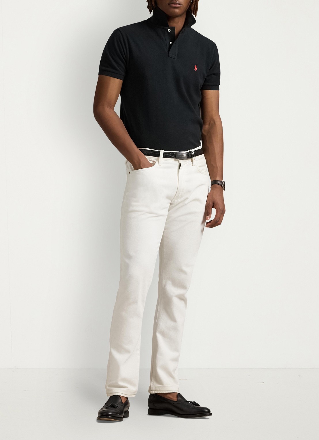 Ralph Lauren Custom slim fit polo van piqué katoen - voorkant 2 polo black/c3870