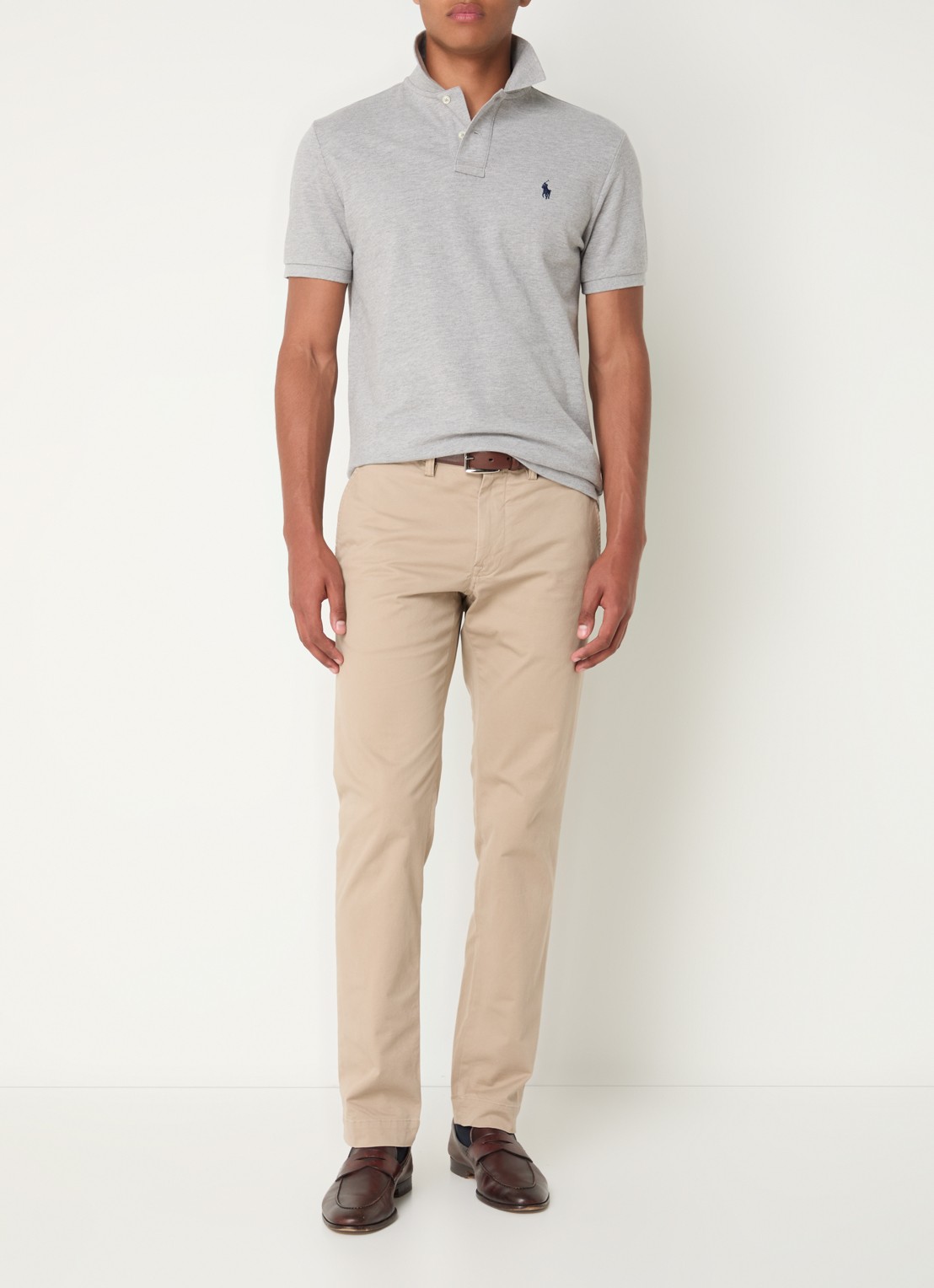 Ralph Lauren Custom slim fit polo van piqué katoen - voorkant 2 andover heather/c7927