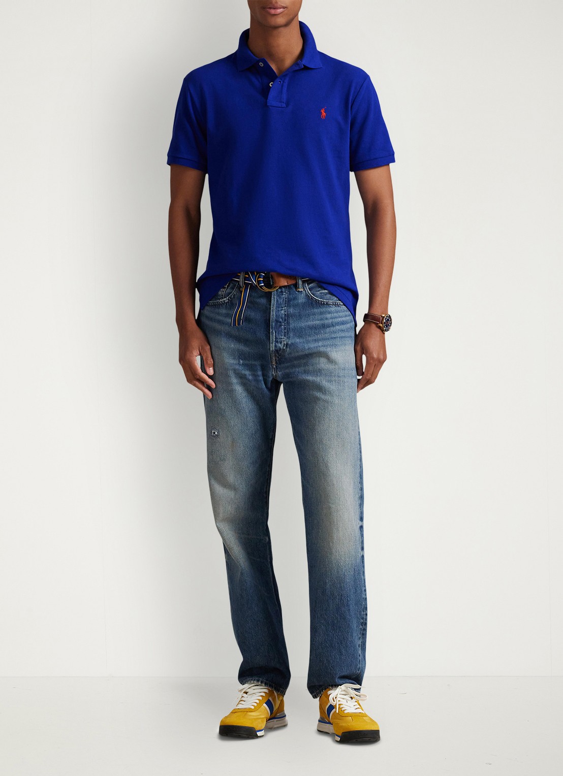 Ralph Lauren Custom slim fit polo van piqué katoen - voorkant 3 heritage royal/c3870