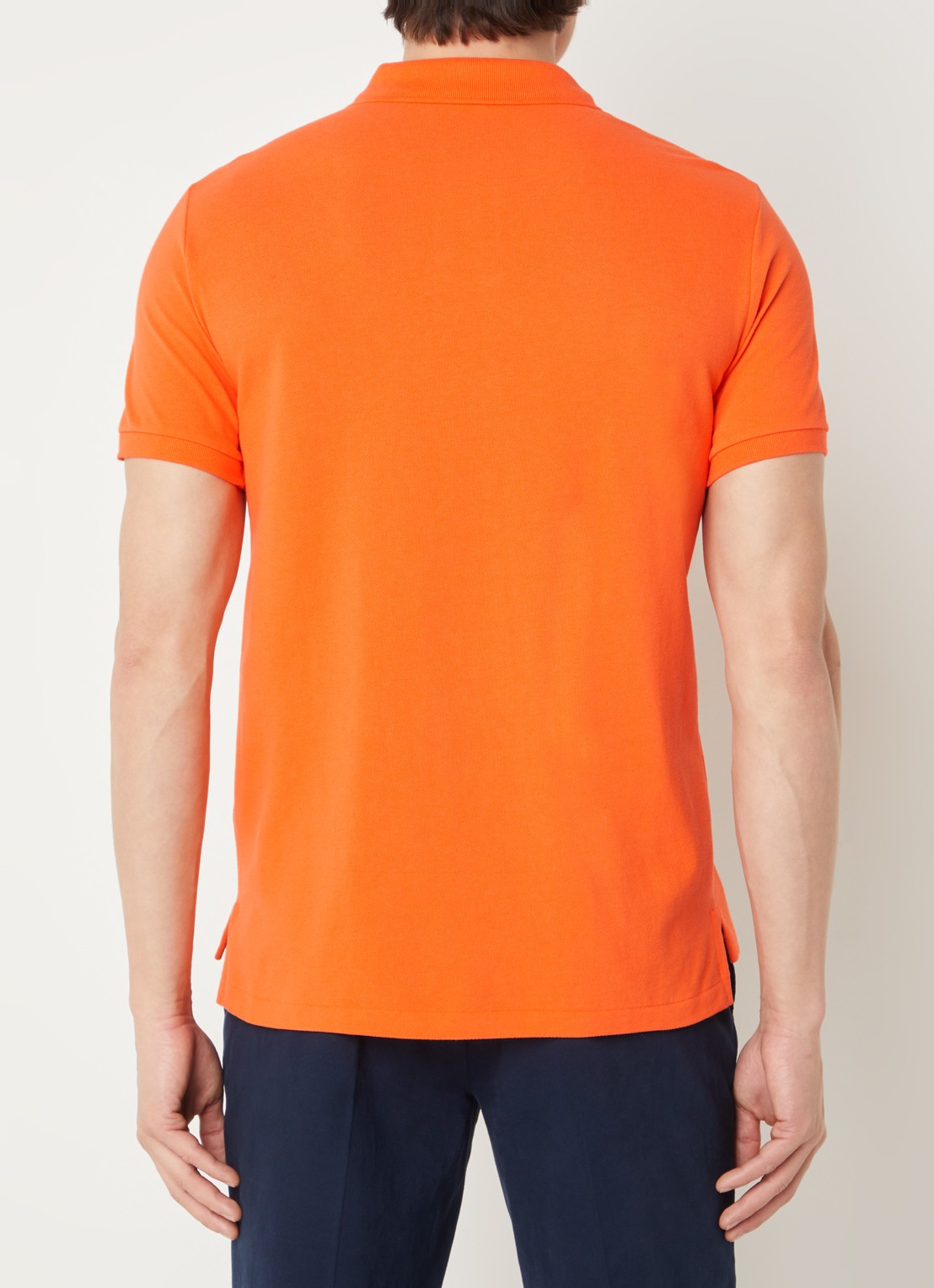 Ralph Lauren Custom slim fit polo van piqué katoen - achterkant 3 bright signal orange / oranje