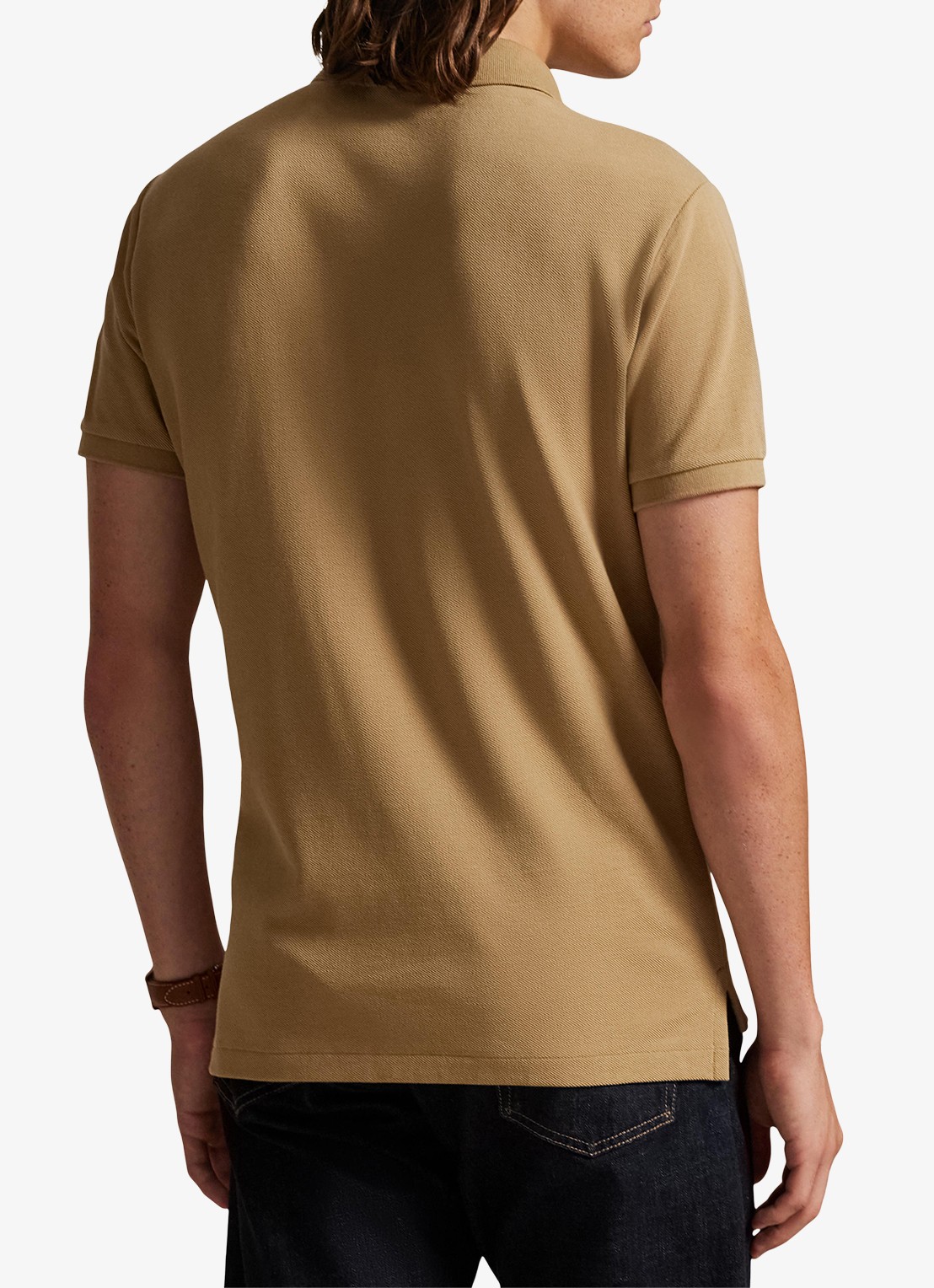 Ralph Lauren Custom slim fit polo van piqué katoen - achterkant cafe tan / bruin