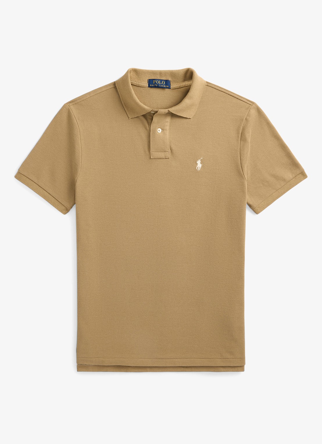 Ralph Lauren Custom slim fit polo van piqué katoen - voorkant 2 cafe tan / bruin