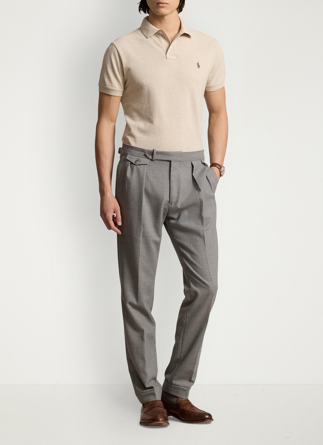 Ralph Lauren Custom slim fit polo van piqué katoen - voorkant 4 beige