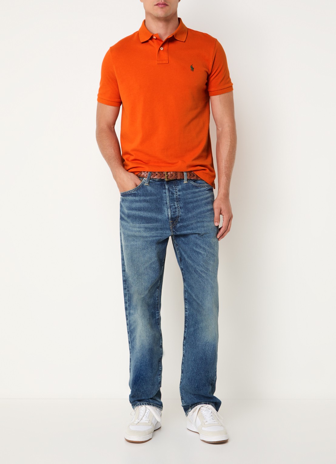Ralph Lauren Custom slim fit polo van piqué katoen - voorkant 4 college orange / oranje