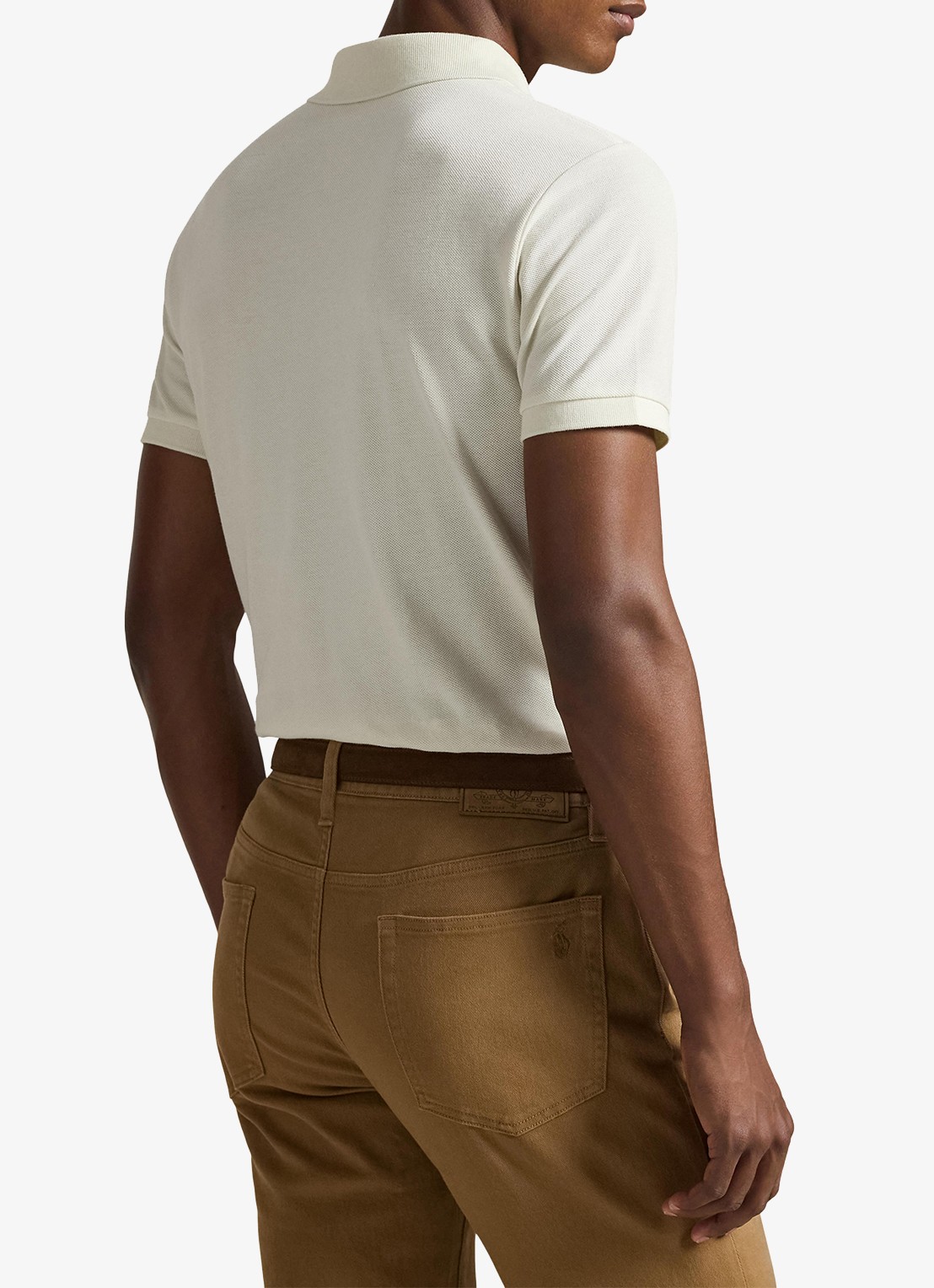 Ralph Lauren Custom slim fit polo van piqué katoen - achterkant 4 parchment cream / beige