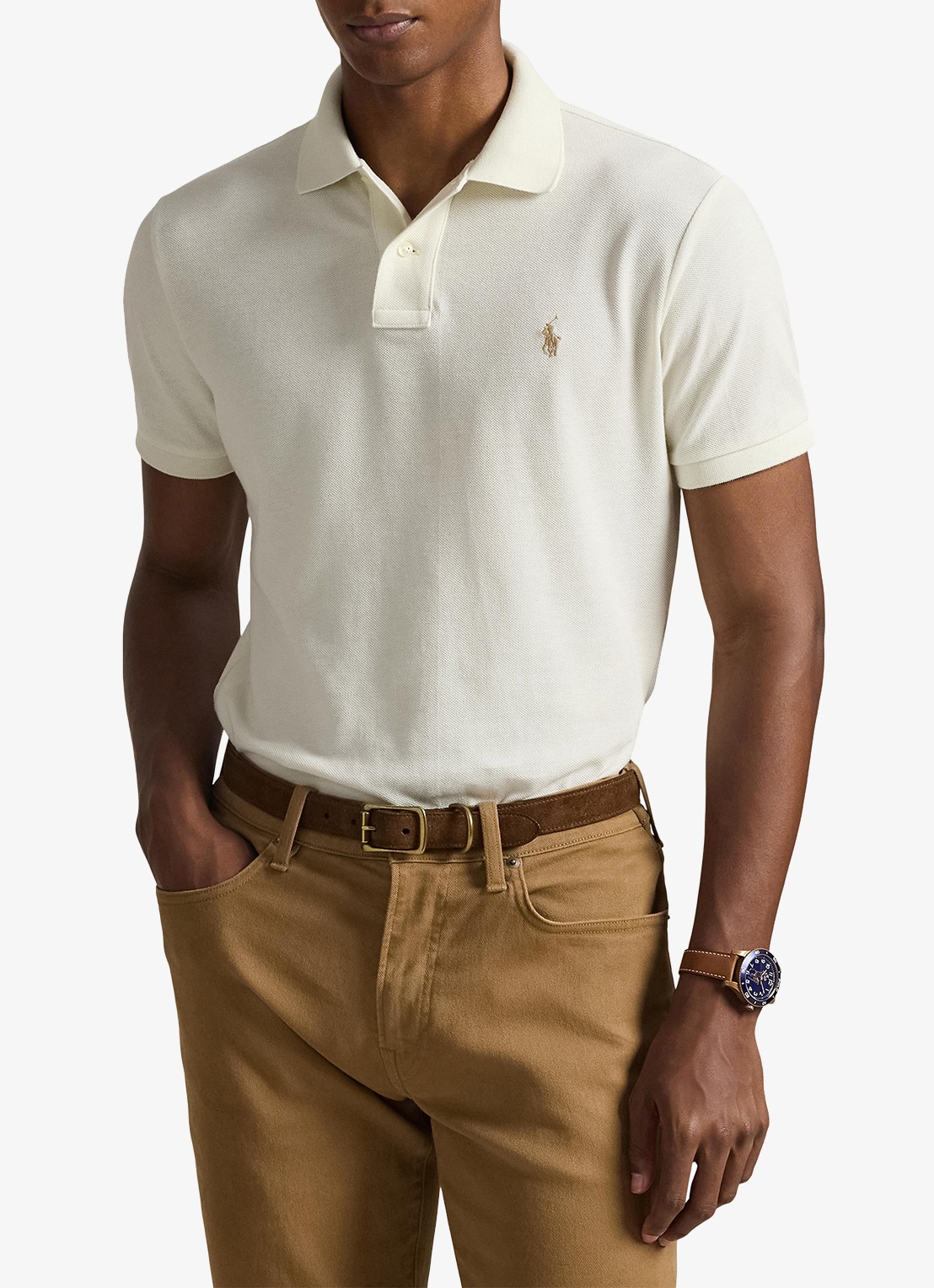 Ralph Lauren Custom slim fit polo van piqué katoen - detail 6 parchment cream / beige
