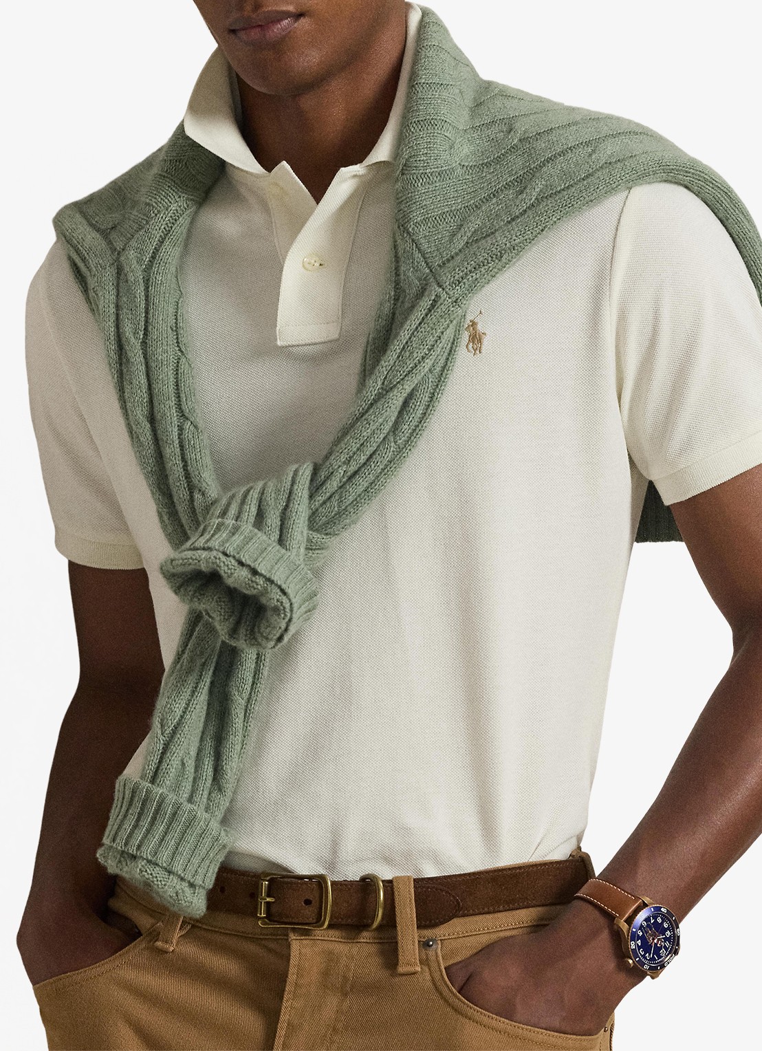 Ralph Lauren Custom slim fit polo van piqué katoen - detail 7 parchment cream / beige